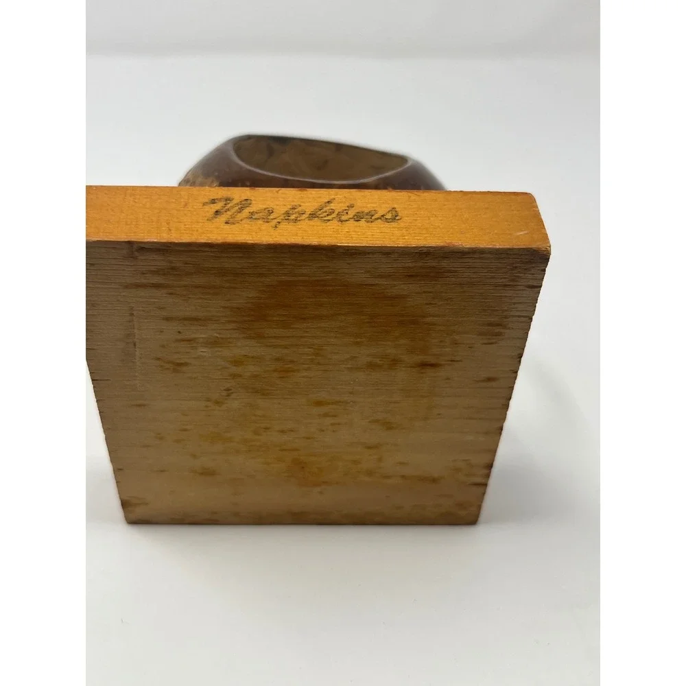 VTG Silver Springs Florida Coconut Shell Napkin Holder Tropical Tiki 3.5X3.5
